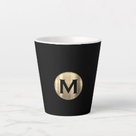 Black Metallic Gold Monogram Milchtasse
