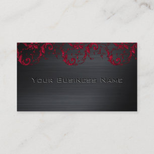Black Metallic Red Damask Elegantes Unternehmen Visitenkarte