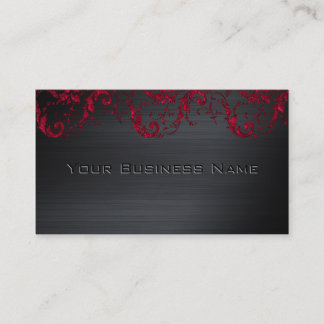 Black Metallic Red Damask Elegantes Unternehmen Visitenkarte