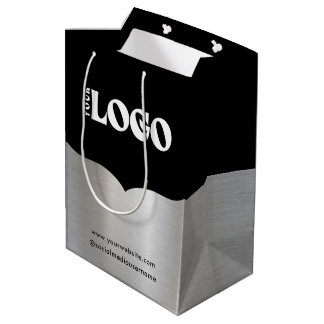 Black Metallic Silver Paper Geschenktasche für das Mittlere Geschenktüte