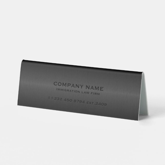 Black Metallic Texture Immigration Attorney Tischaufsteller (Rückseite)