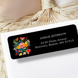 Black Mexican Bright Floral Fiesta Adresse