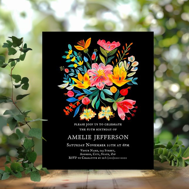 Black Mexican Fiesta Budget Geburtstag Einladung (Von Creator hochgeladen)