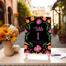 Black Mexican Floral Fiesta Wedding Tischnummer
