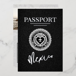 Black Mexico Passport Hochzeit Folieneinladung
