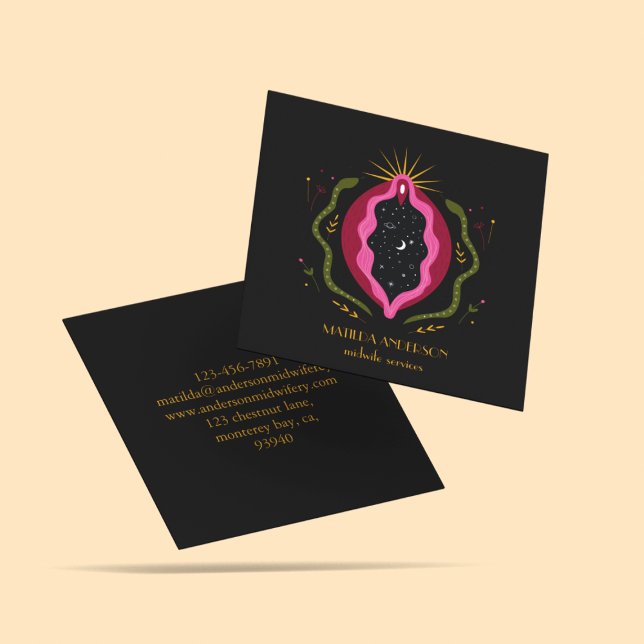 Black Midfrau Services Schwangerschaft Vagina Quadratische Visitenkarte (Von Creator hochgeladen)