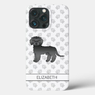 Black Mini Goldendoodle Cartoon Dog & Name Case-Mate iPhone Hülle