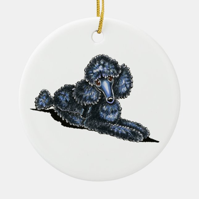 Black Mini Poodle Lay Hübsch Personalisiert Keramik Ornament (Vorne)