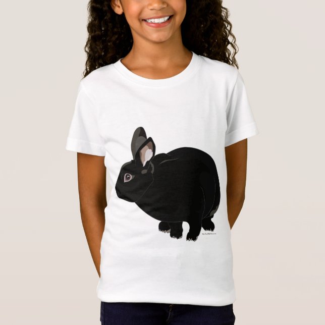 Black Mini Rex Rabbit T-Shirt (Vorderseite)