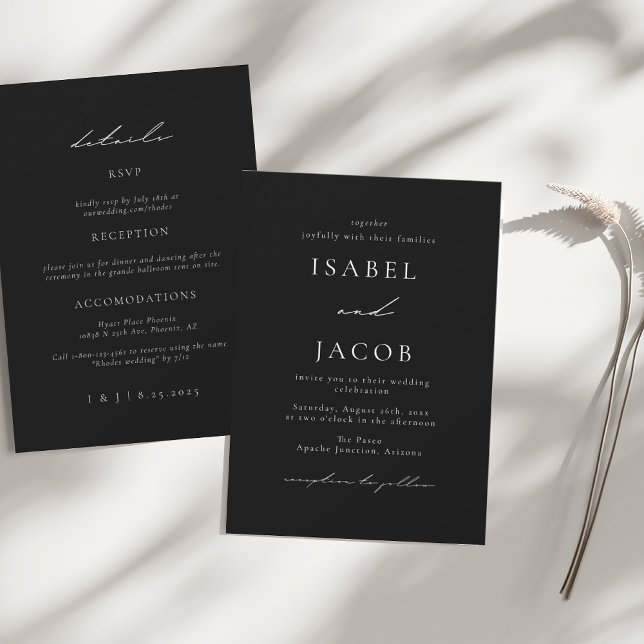 Black Minimal All in One Wedding 2024 Einladung (Von Creator hochgeladen)