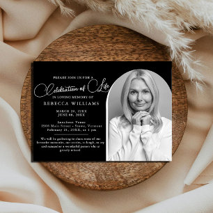 Black Minimal Celebration of Life Invitations