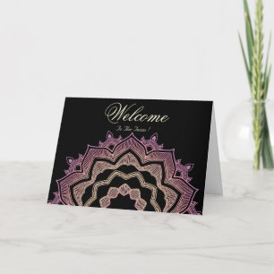 Black Minimal Mandala Willkommenswunsch Karte