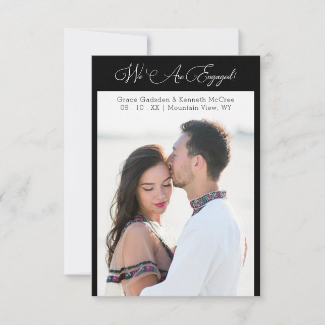 Black Minimalist Personalized Photo Elegant Script (Vorderseite)