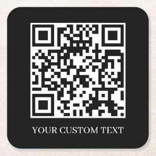 Black Minimalist QR Benutzerdefiniertes Scanne M Rechteckiger Pappuntersetzer