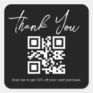 Black-minimalist Vielen Dank Business-QS-Code Quadratischer Aufkleber