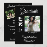 Black Minimalistic Modern Foto Graduation Party