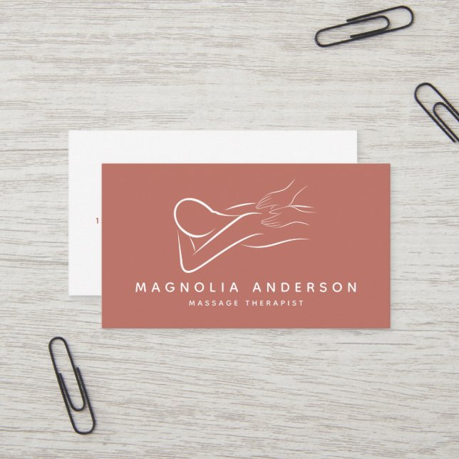 Black Minimalistisch Beruflich Massage Therapeut B Visitenkarte (Vorderseite/Rückseite Beispiel)
