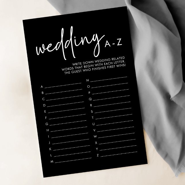 Black Minimalistisch Brautparty Wedding A-Z Game (Von Creator hochgeladen)