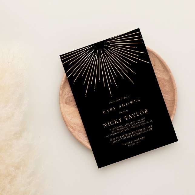 Black Minimalistisch Celestial Mandala Babydusche Einladung (Von Creator hochgeladen)