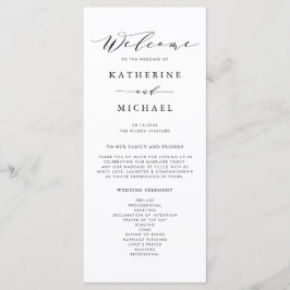 Black Minimalistisch Dainty Script Hochzeitsfeier Programm