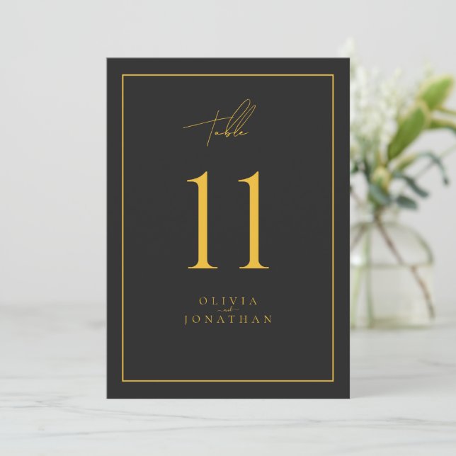 Black Minimalistisch Elegante Hochzeiten Tischnumm (Stehend Vorderseite)