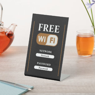 Black Minimalistisch Free Wifi Metal Pedestal Schi Sockelschild