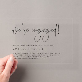 Black Minimalistisch Handwriting-Engagement-Partei Acryleinladungen