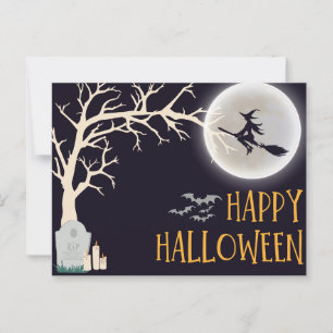 Black Minimalistisch Happy Halloween Postkarte