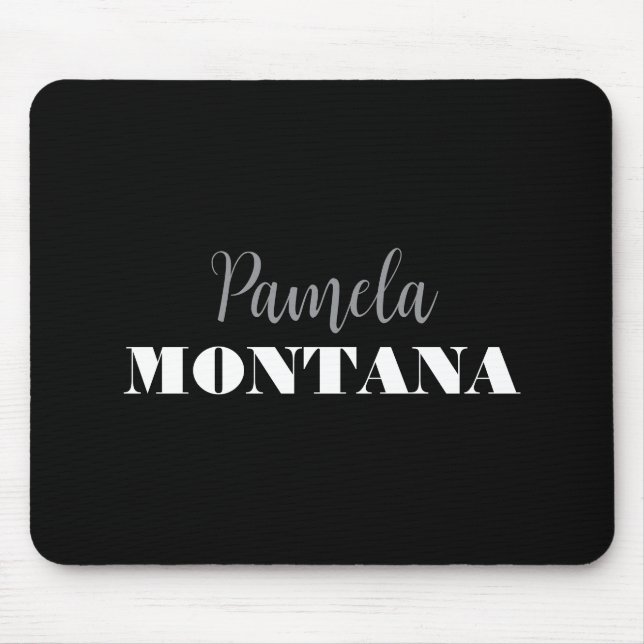 Black Minimalistisch Personal Modern Mousepad (Vorne)