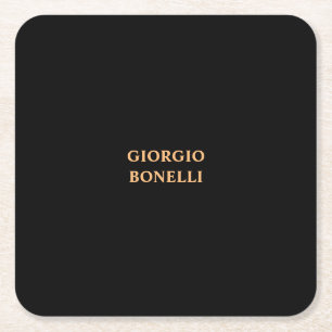 Black Minimalistisch Personal Modern Rechteckiger Pappuntersetzer