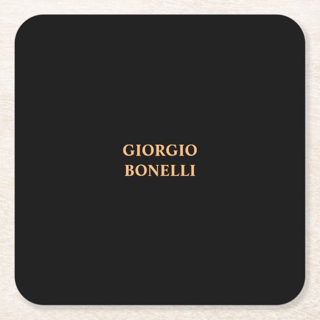 Black Minimalistisch Personal Modern Rechteckiger Pappuntersetzer (Vorderseite)