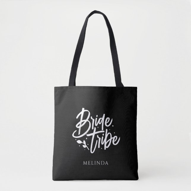 Black Minimalistisch Personalisiert Bribe Tribe Tasche (Vorderseite)