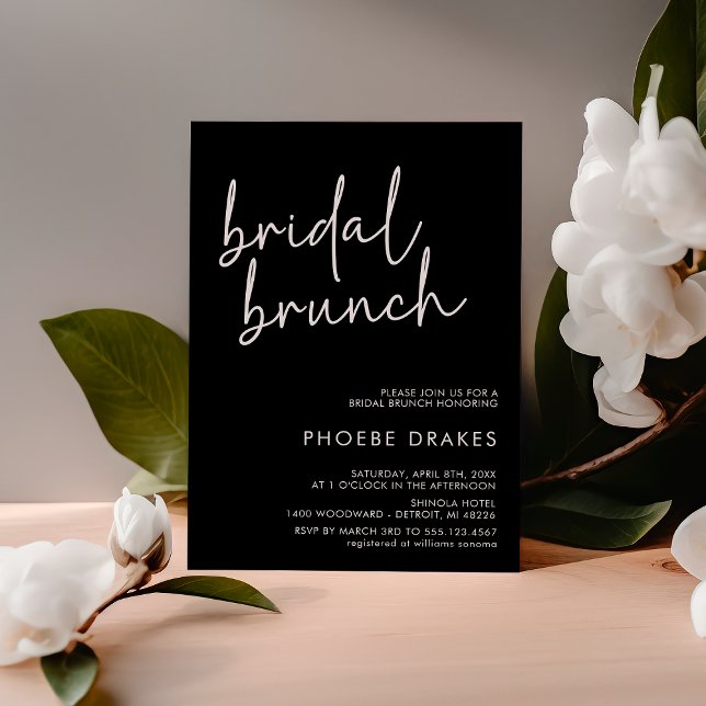 Black Minimalistisch Script Bridal Brunch Einladung (Von Creator hochgeladen)