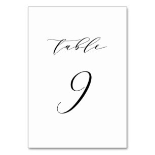 Black Minimalistisch Script Wedding Tischnummer 9