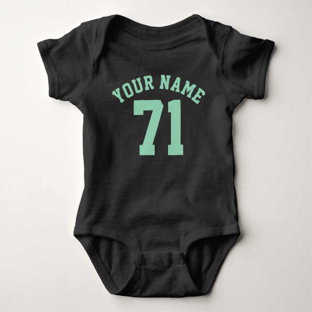 Black & Mint Green Baby | Sports Jersey Design Baby Strampler (Vorderseite)