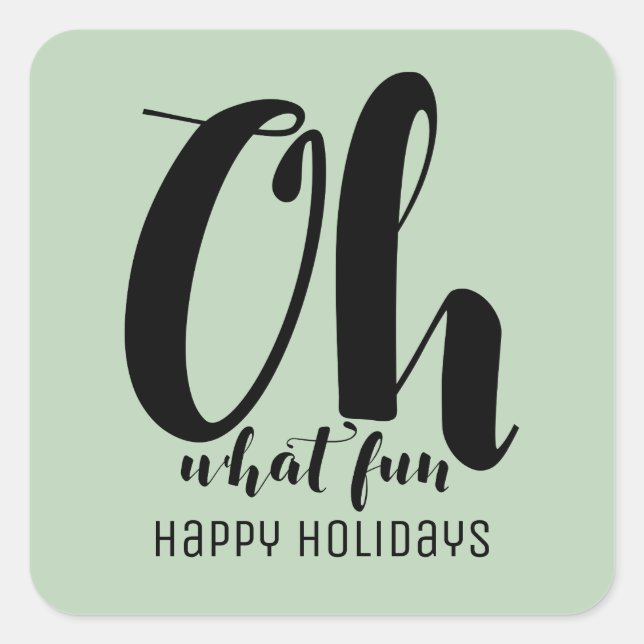 Black Mint Green Oh What Fun Holiday Stickers (Vorderseite)