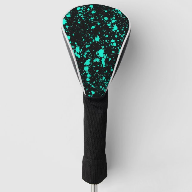 Black Mint Paint Spritzer Artistic Splash Creative Golf Headcover (Vorderseite)