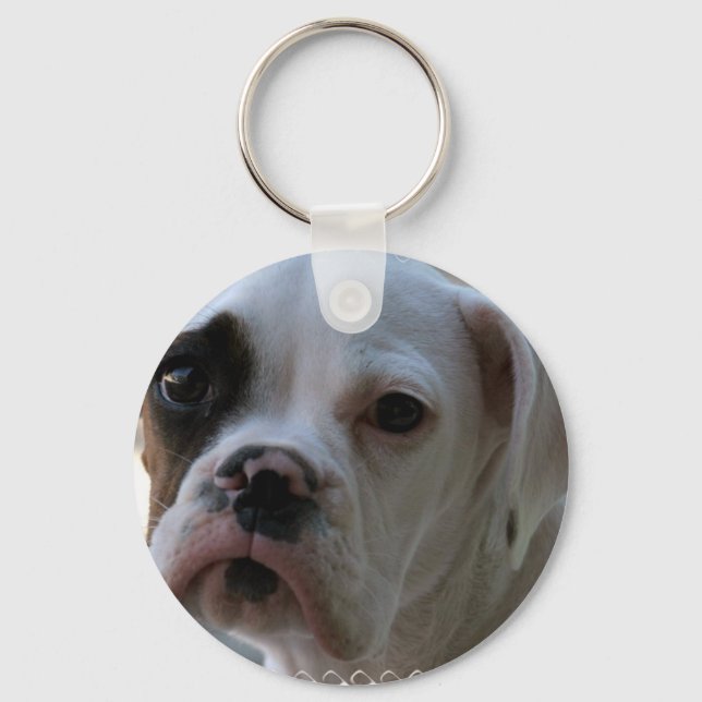 Black Mit Augen Boxer Dog Schlüsselanhänger (Vorderseite)