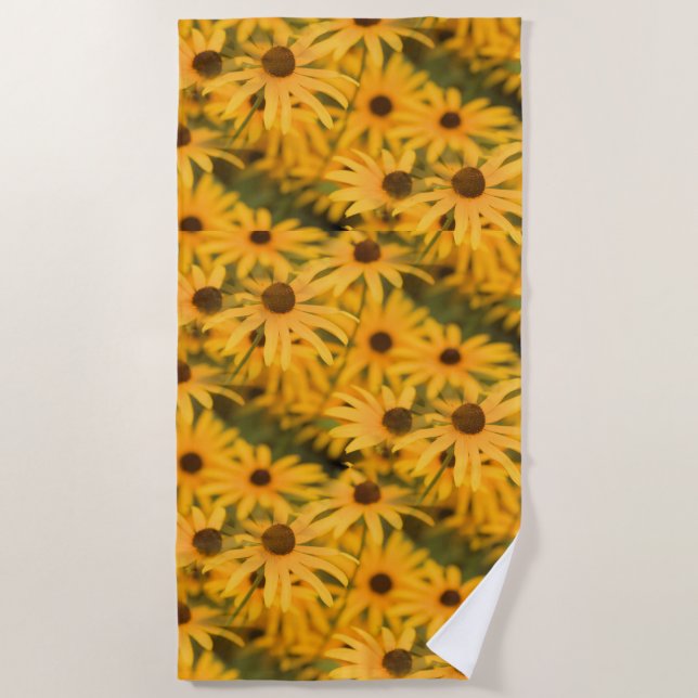 Black Mit Augen Susan Blooms Strandtuch (Vorderseite)