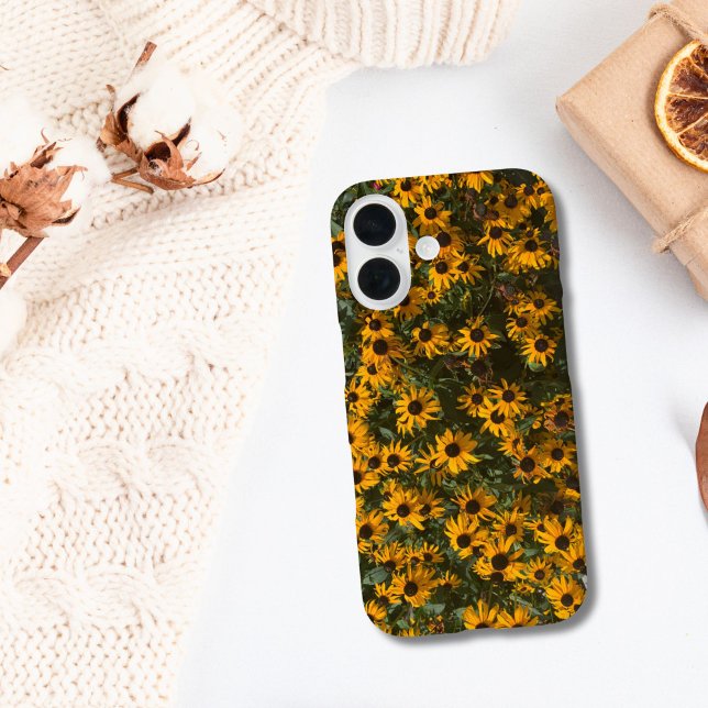 Black mit Augen Susan Blume Black Yellow Floral iPhone 16 Hülle (Maryland Flower Black Eyed Susan's iPhone case. Available in all current iPhone case sizes)