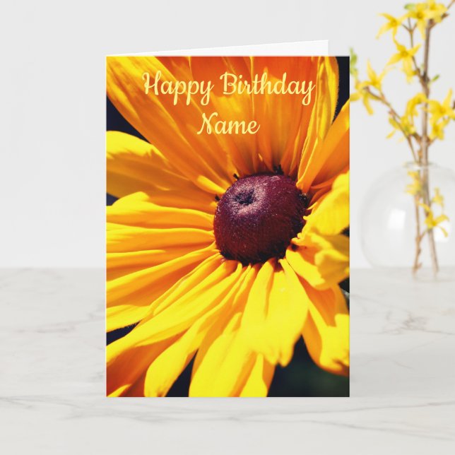 Black Mit Augen Susan Blume Personalisiert Geburts Karte (Gelbe Blume)