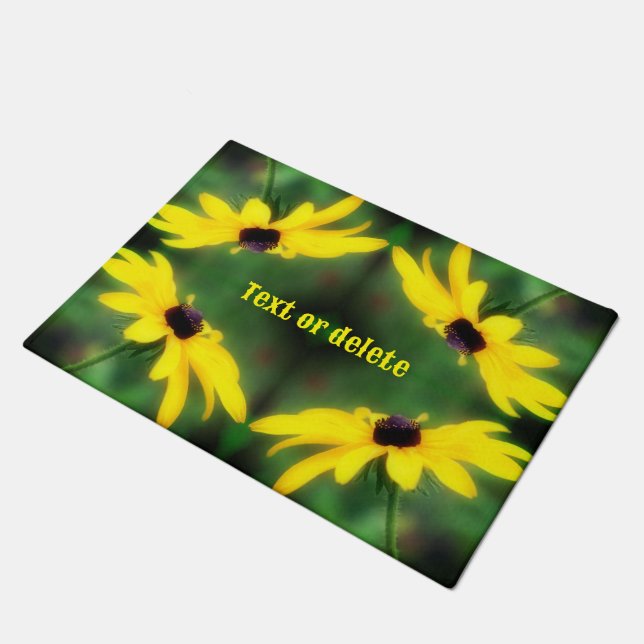 Black Mit Augen Susan Daisy Blume Personalisiert Fußmatte (Schrägansicht)