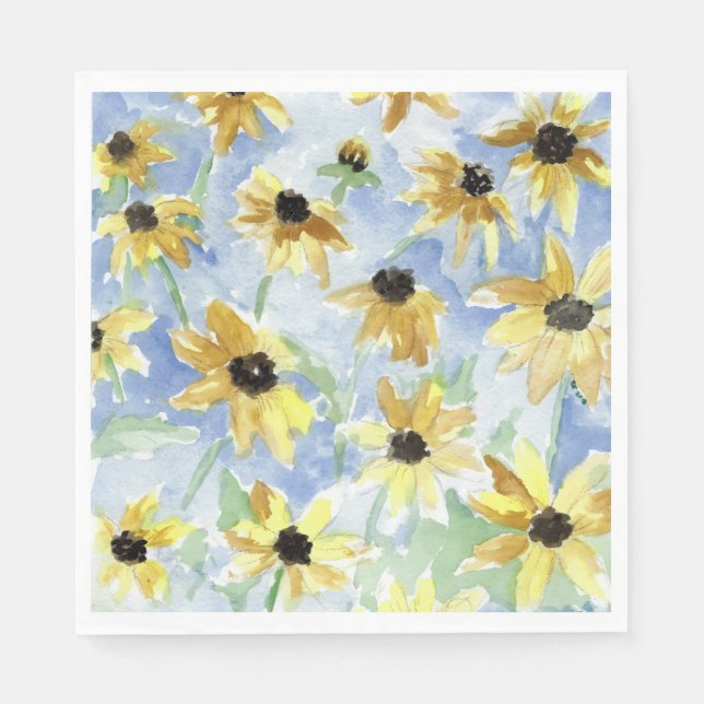 Black Mit Augen Susan Floral Serviette (Vorderseite)