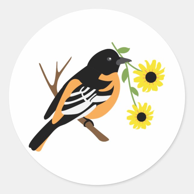 Black Mit Augen Susan Oriole Runder Aufkleber (Vorderseite)