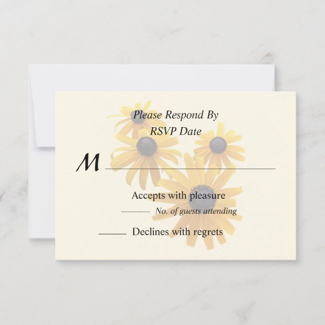 Black Mit Augen Susans Heart RSVP Karte (Vorderseite)