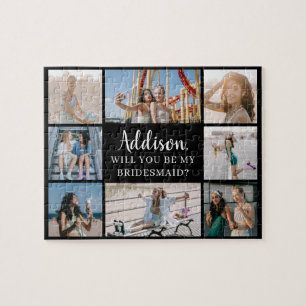 Black Modern 8 Foto Collage Bridesmaid Vorschlag