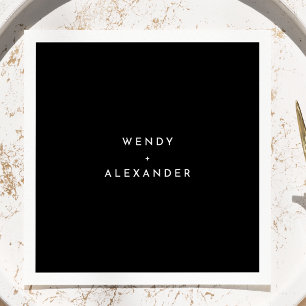 Black Modern Bold Wedding Napkins Serviette