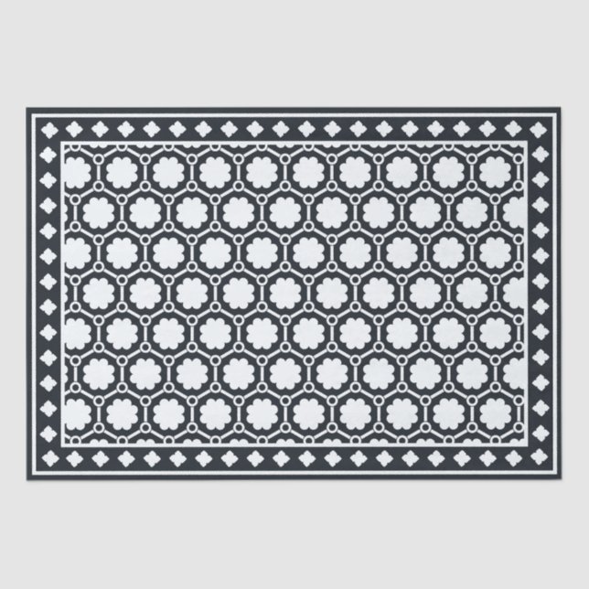 Black Modern Bone Inlay Decoupage Paper Seidenpapier (Vorderseite)