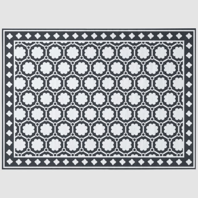 Black Modern Bone Inlay Decoupage Paper Seidenpapier (Vorderseite)
