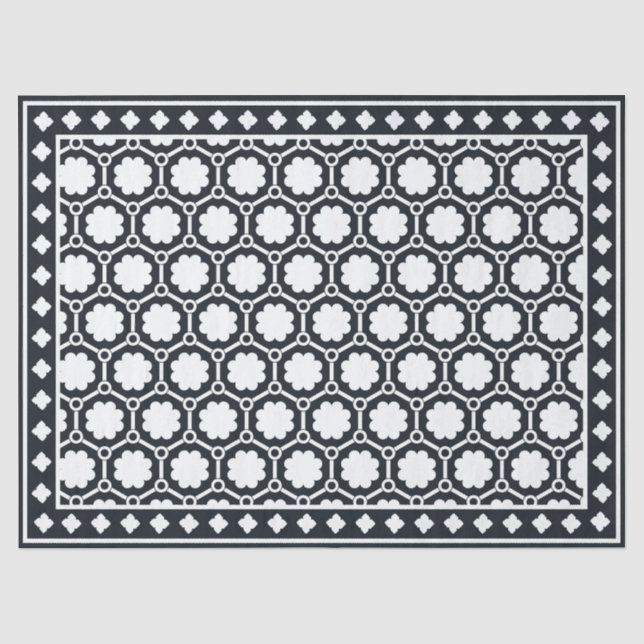 Black Modern Bone Inlay Decoupage Paper Seidenpapier (Vorderseite)